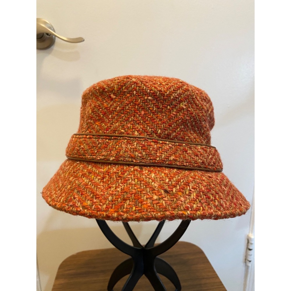 Coach Tweed Houndstooth Bucket Hat orange M/L